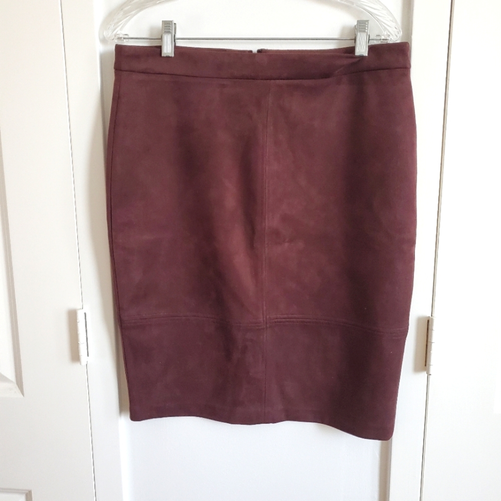 Faux Suede pencil skirt size 10 chocolate brown